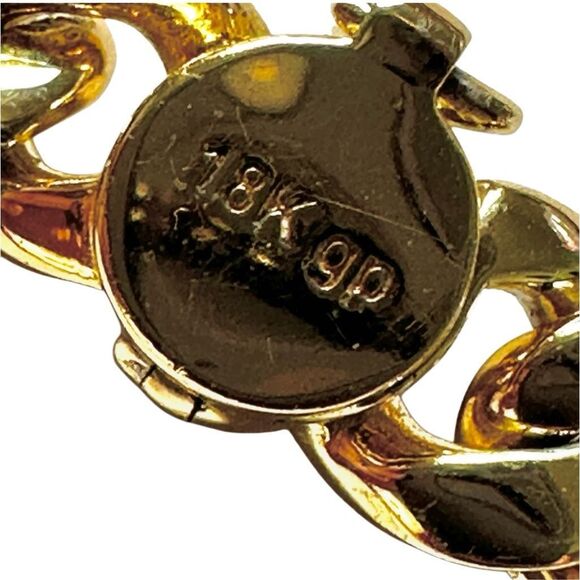 18K gold plated cuban link rhinestone necklace - Picture 6 of 11